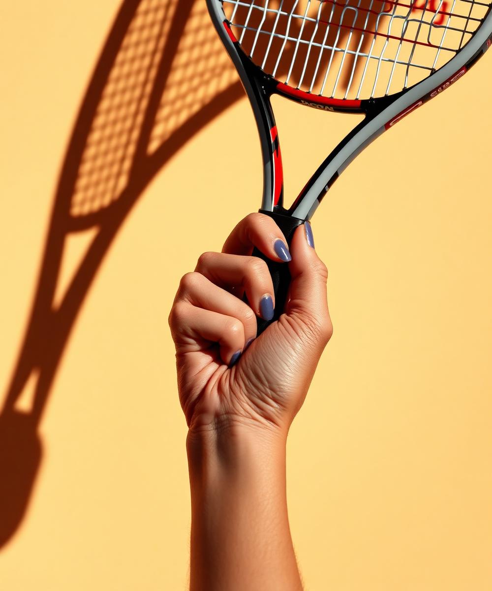 Hand gripping a padel racket
