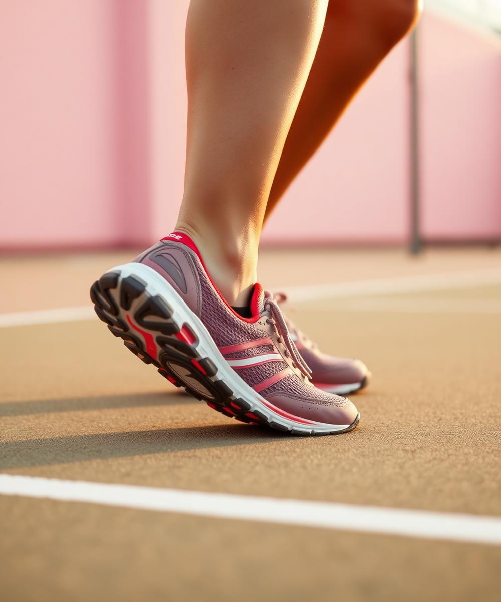Sneakers in ready position on court